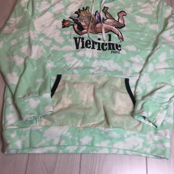 Vie Riche Mens París Hoodie Angel Rose Embroidery  Kangaroo Pocket Green 2XL - Picture 3 of 13